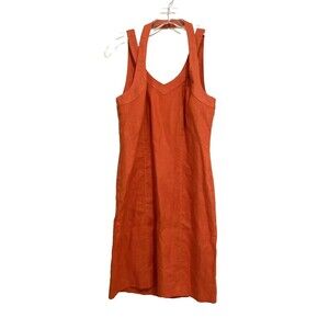 Philosophy Linen Dress Size 4 Sleeveless Knee Lenght Orange Straps Zip